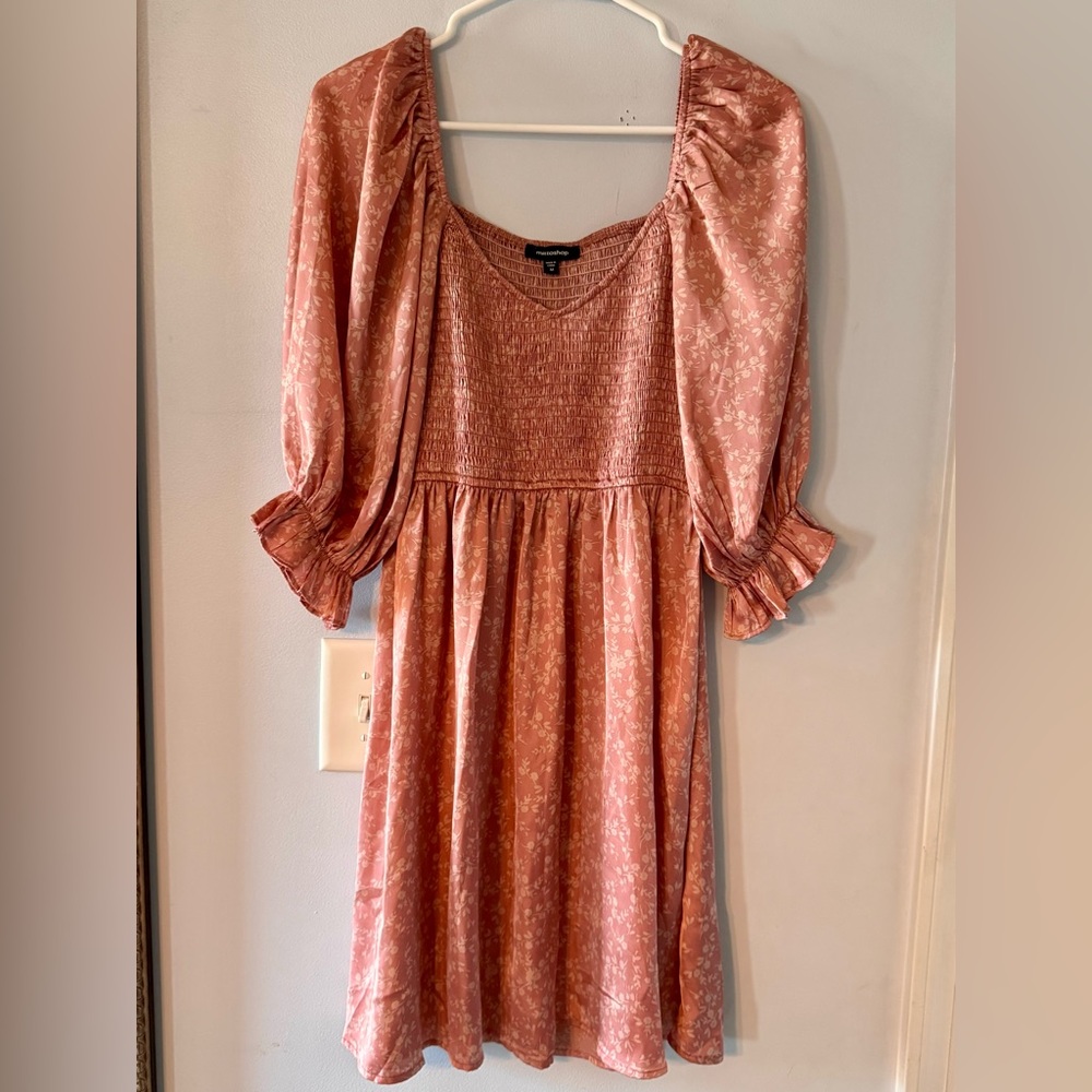 mittoshop dollette smocked brunch ready dress in Dusty Rose